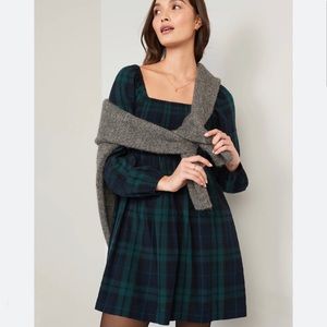 Fit & Flare Green Plaid Smocked Cutout Seersucker Mini Dress NWT Size Small